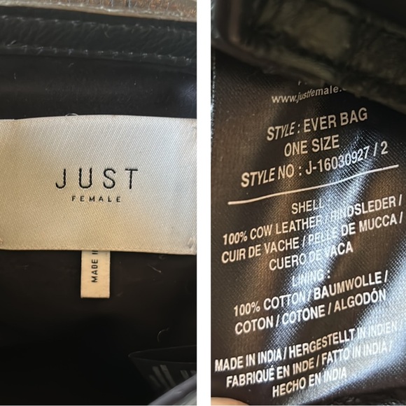 Just Female Ever Black Leather Flap Shoulder Bag Crossbody - Picture 15 of 16